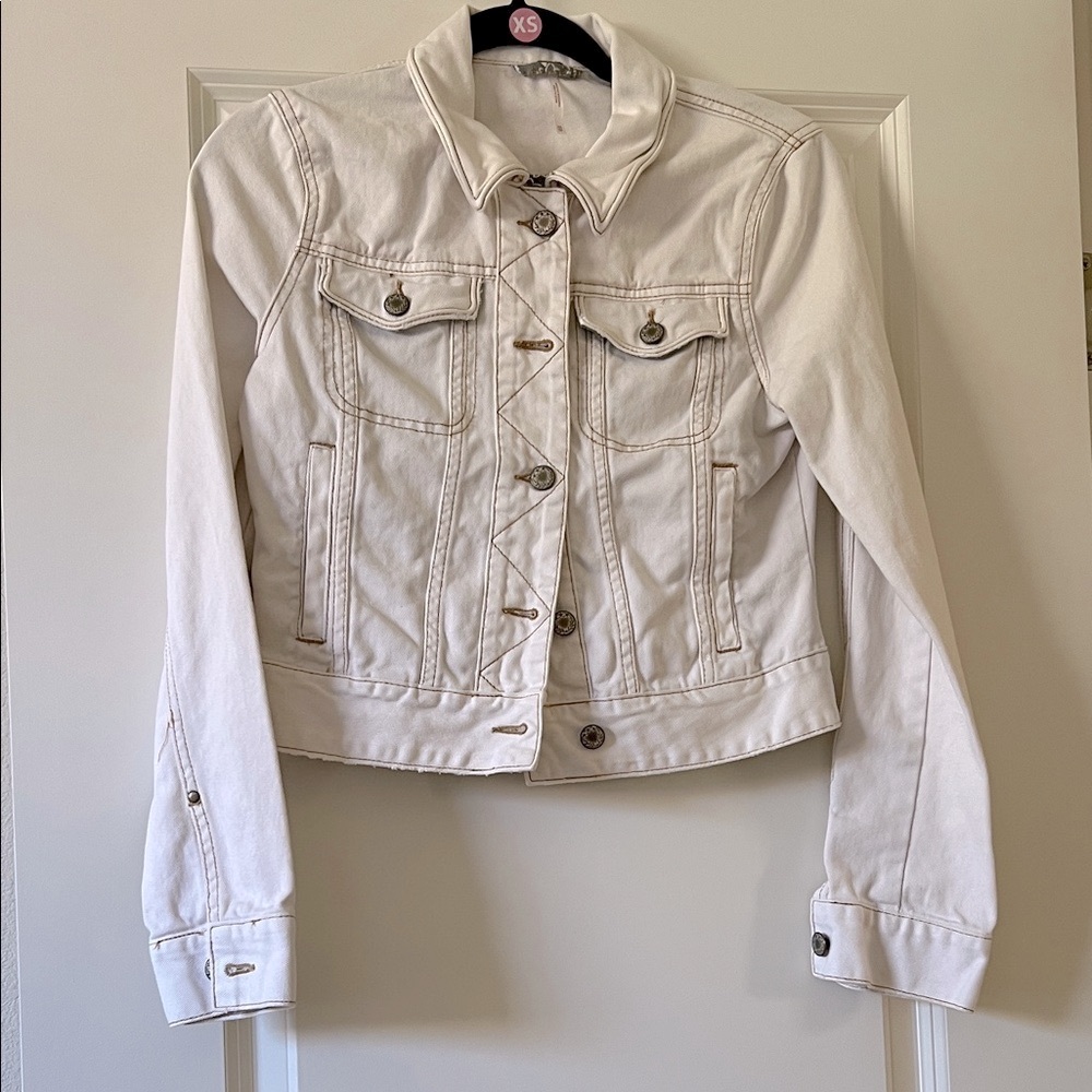 Free People Cream Jean Jacket Size XS